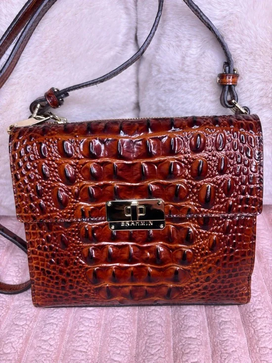 Brahmin Rare Manhattan Pecan Crossbody Bag - Picture 3 of 11